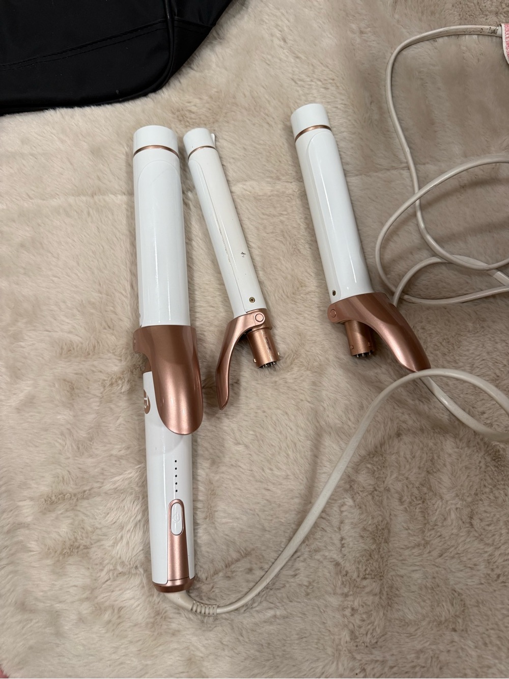 T3 White and Rose Gold Interchangeable Curling Iron Set